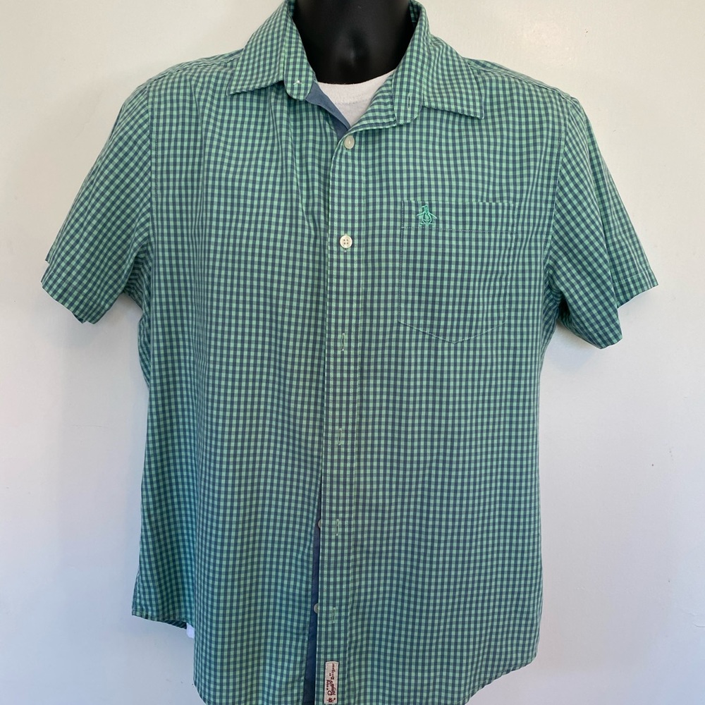Penguin brand button down checkered s/s shirt